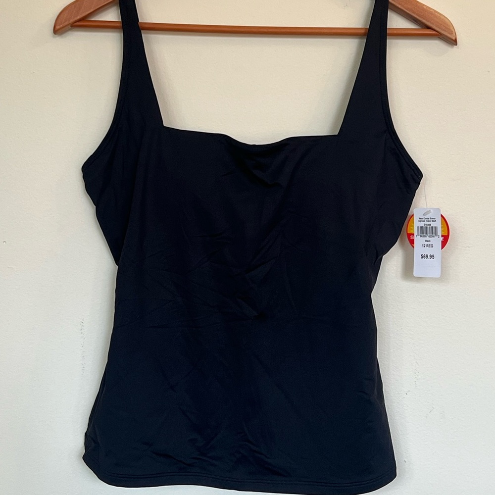 L.L Bean Women’s Black Square Neck Tankini Swimsuit Top NWT Size 12 - Picture 2 of 7